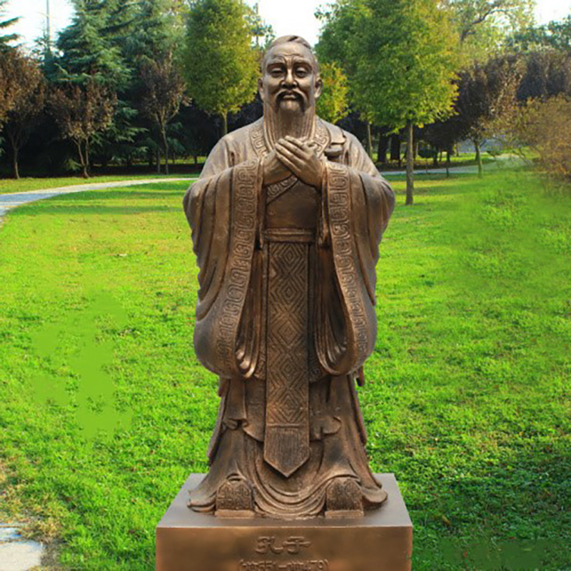 孔子铜雕，公园景观雕塑
