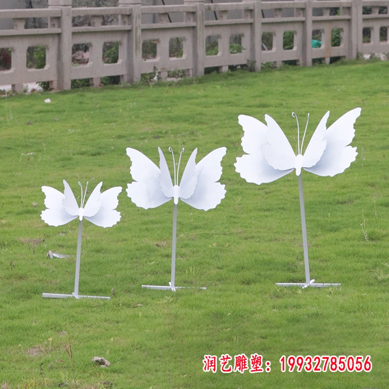不锈钢白色蝴蝶雕塑 (1)