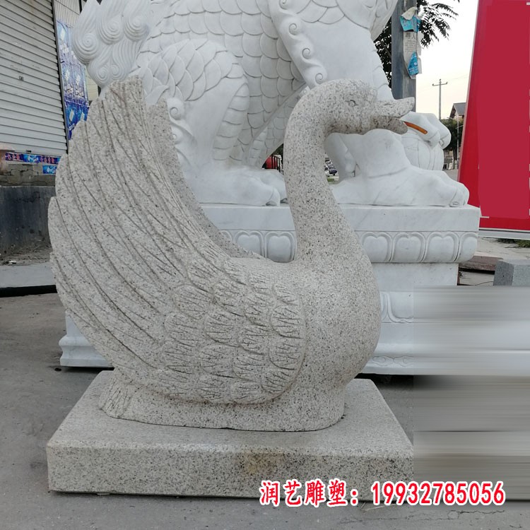 大理石天鹅喷泉   石雕动物雕塑 (3)