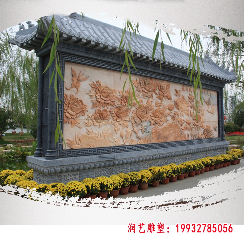 国色天香壁画浮雕，园林景观石雕 (2)
