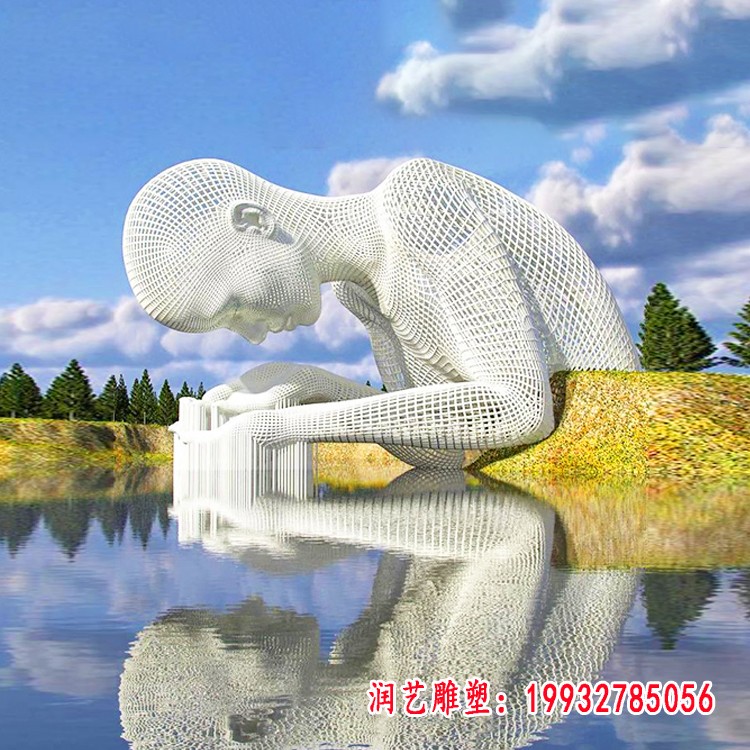 不锈钢镂空创意抽象人物雕塑