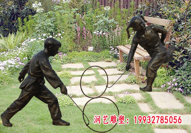 玩轮圈人物铜雕 (5)