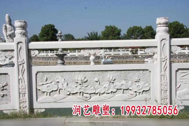 荷花浮雕栏板，公园石雕栏板 (2)