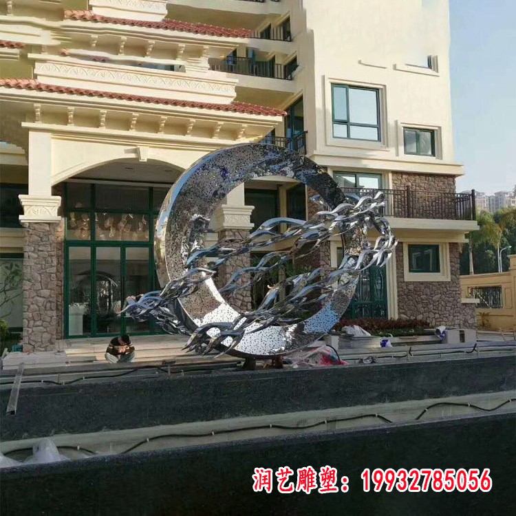 鲤鱼跃龙门不锈钢雕塑 (3)