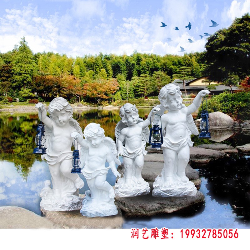 石雕天使  湖边人物雕塑