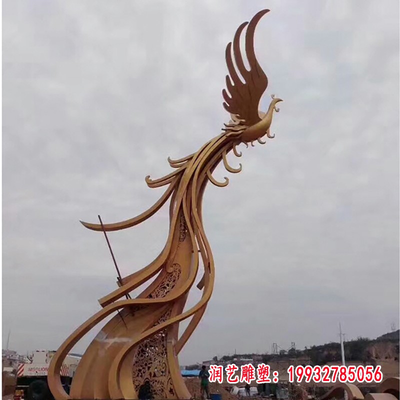 不锈钢凤凰  广场景观雕塑 (2)