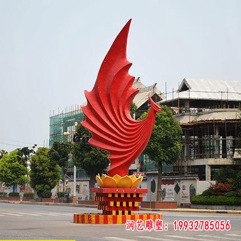 不锈钢凤凰  广场景观雕塑 (1)