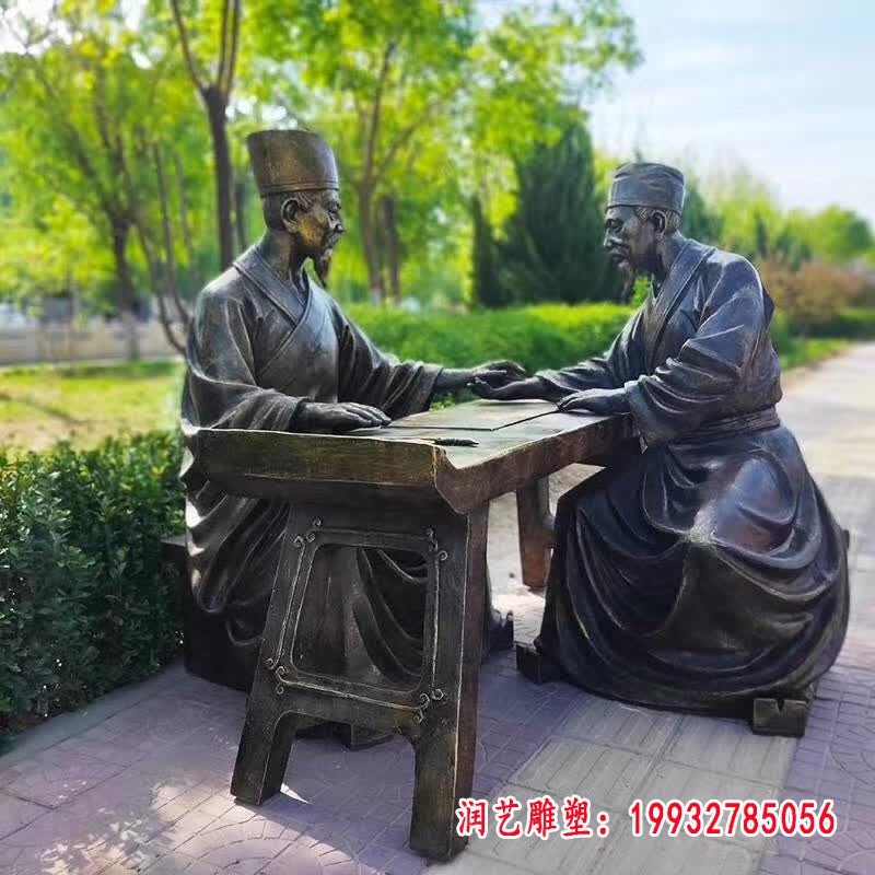 古代人物把脉雕塑