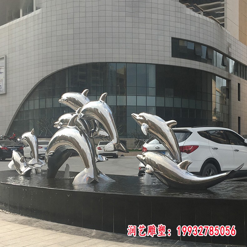 镜面不锈钢海豚雕塑 (5)