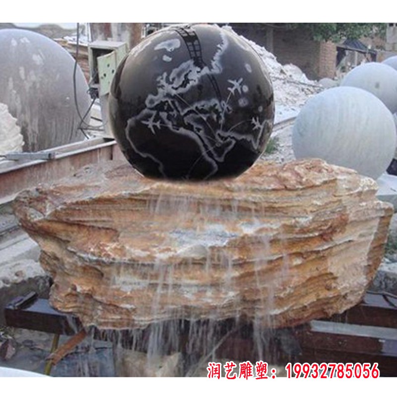 风水球石雕，大理石风水球雕塑 (2)