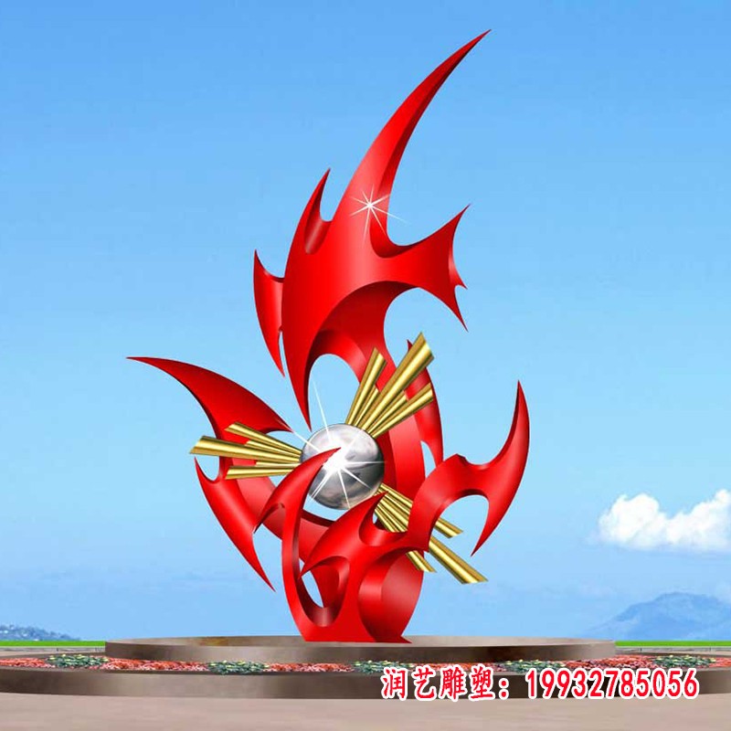 不锈钢抽象火苗雕塑，广场不锈钢雕塑