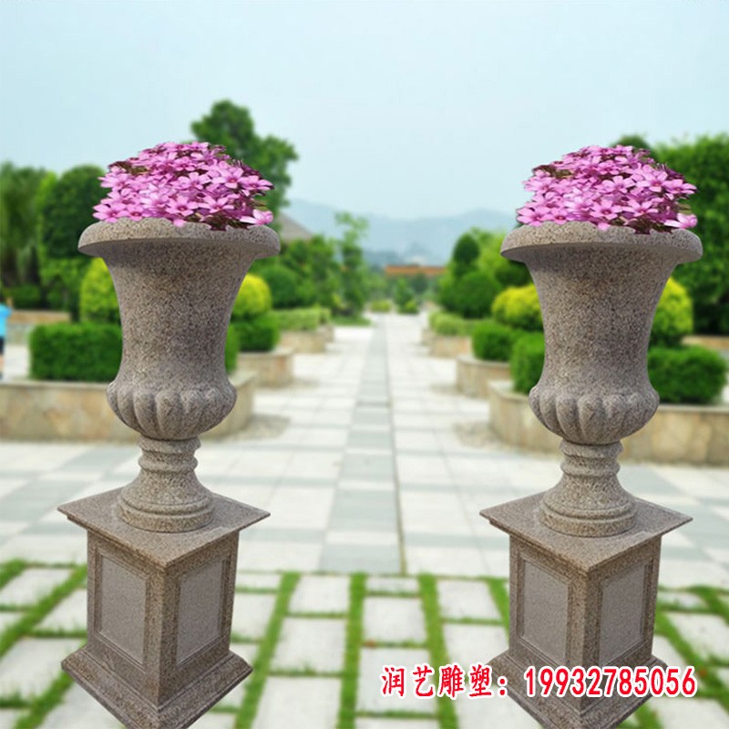 小区石雕花盆，欧式石花钵