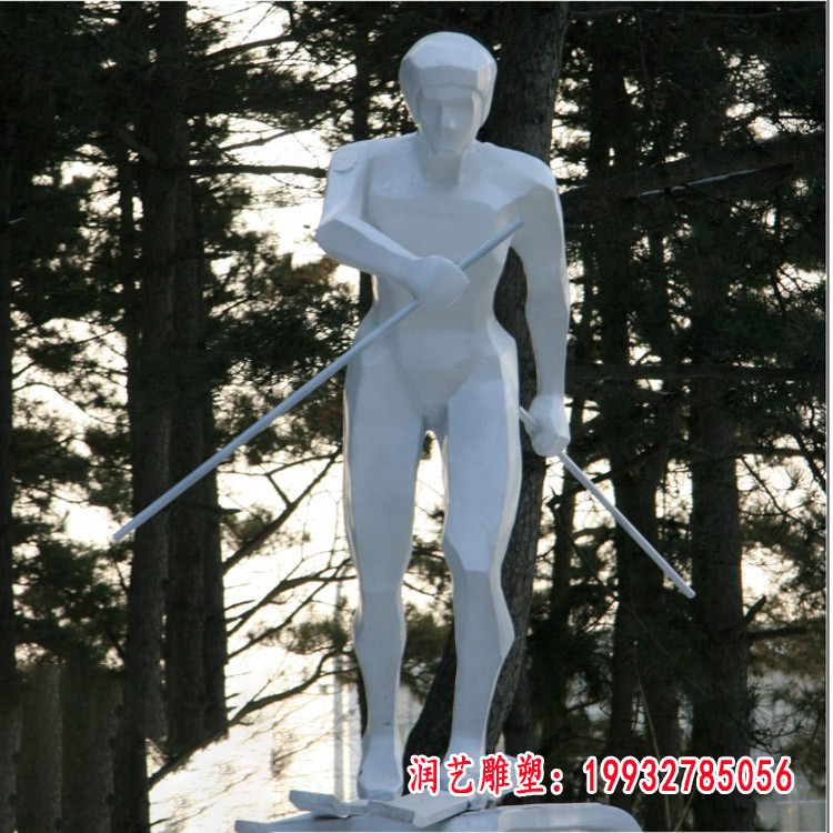 滑雪橇抽象不锈钢人物雕塑（1）