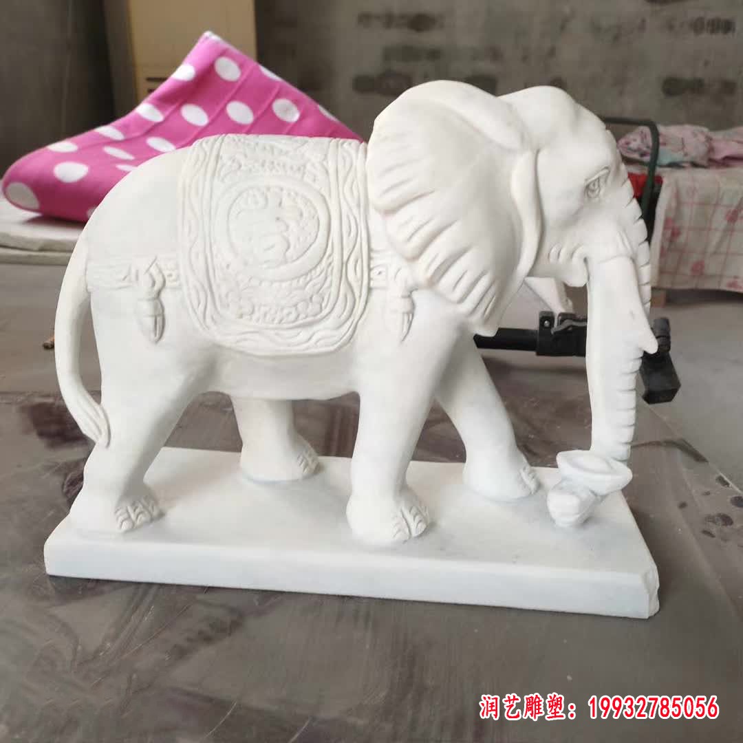汉白玉大象雕塑 (2)