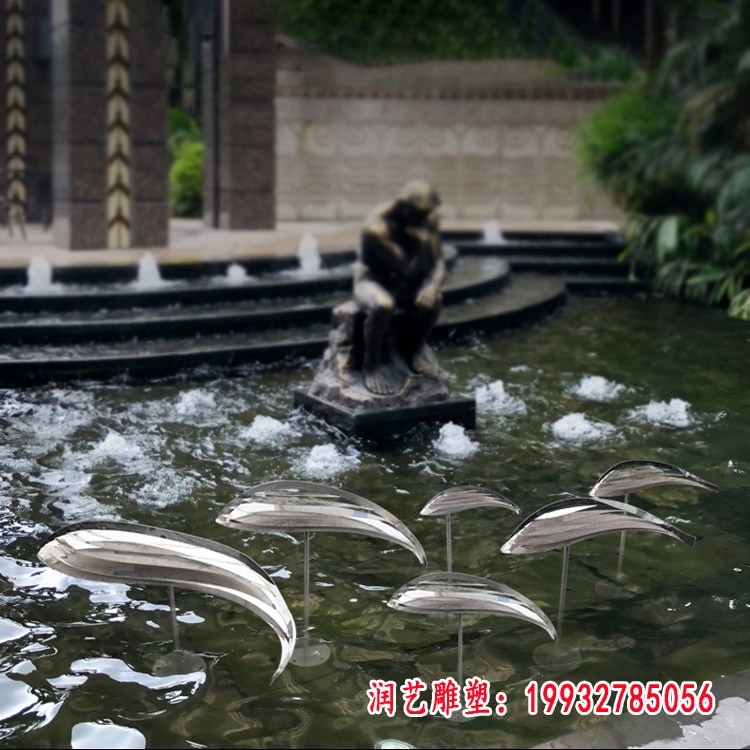 庭院不锈钢鱼雕塑 (2)