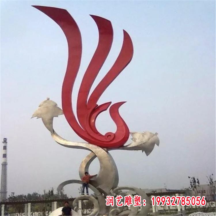 不锈钢抽象凤凰雕塑 (2)