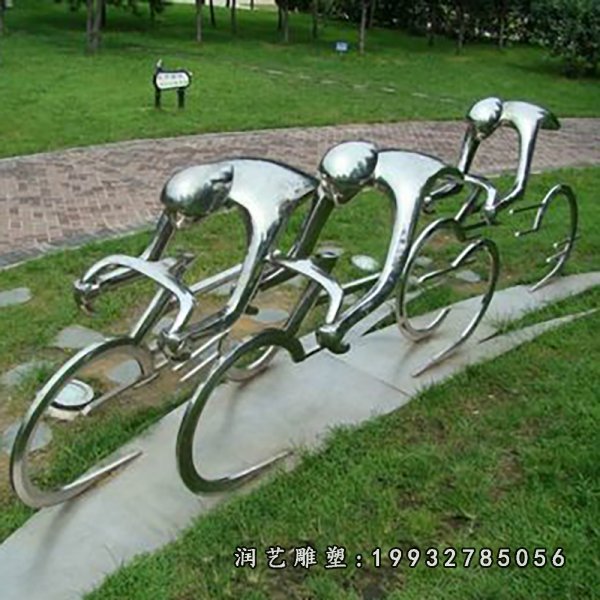 不锈钢骑车雕塑  (164)