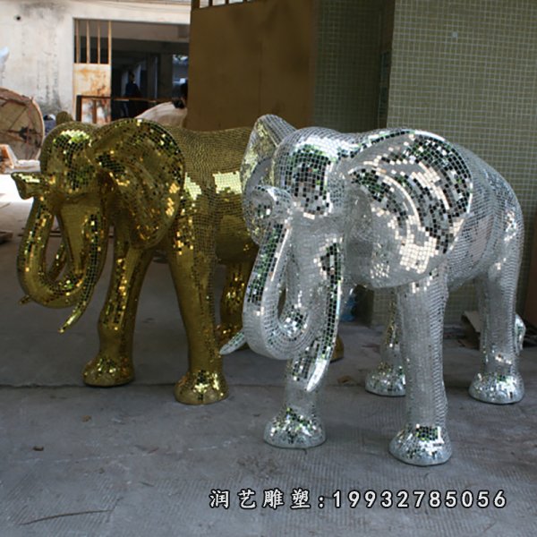 不锈钢大象雕塑  (5)