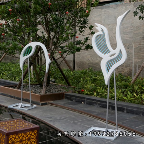 不锈钢仙鹤雕塑  (2)