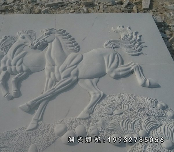 奔跑的骏马石浮雕 公园壁画石浮雕 (2)