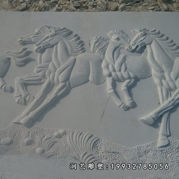 奔跑的骏马石浮雕 公园壁画石浮雕