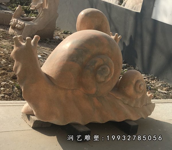 大理石爬行蜗牛  石雕公园动物摆件 (1)