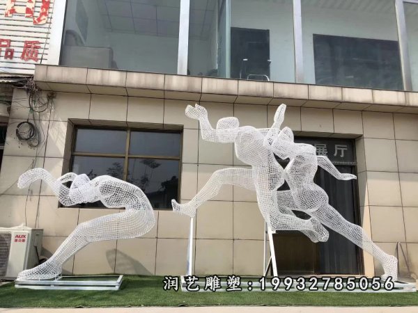 不锈钢跳远人物雕塑 (1)