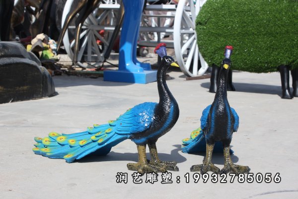草坪玻璃钢孔雀雕塑  (3)
