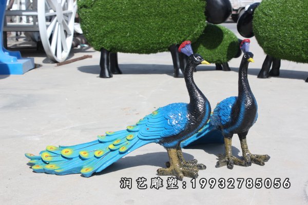 草坪玻璃钢孔雀雕塑  (2)