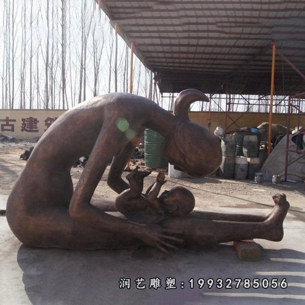 母子铜雕 (17)