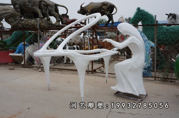 玻璃钢弹钢琴人物雕塑 (4)