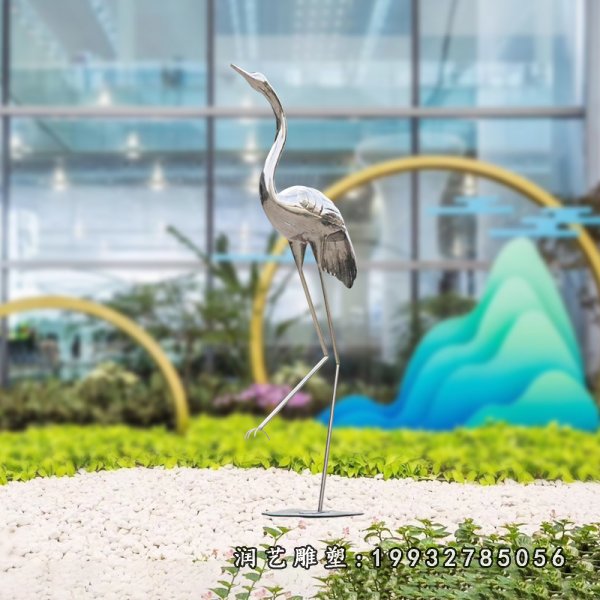 不锈钢仙鹤雕塑  (4)