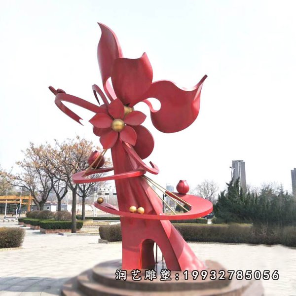 不锈钢花雕塑 (17)