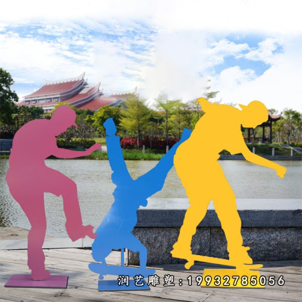 不锈钢滑板雕塑  (6)