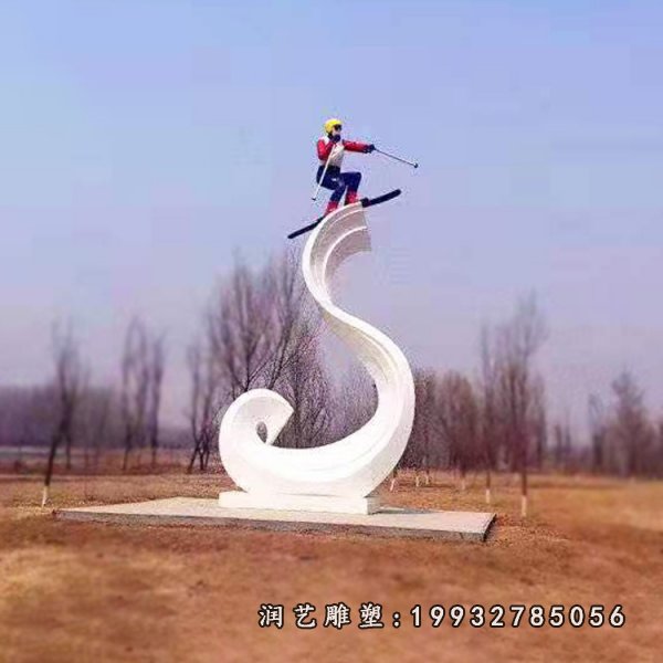 不锈钢滑雪人物雕塑 (8)