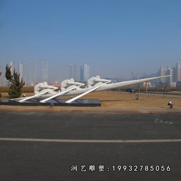 不锈钢划船雕塑 (5)