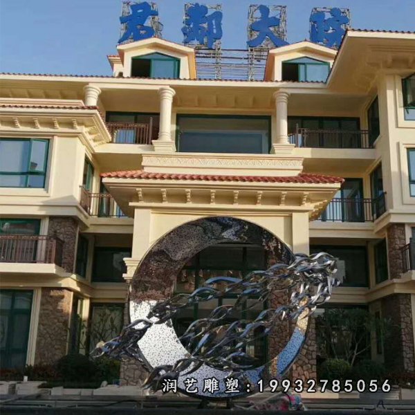 不锈钢鲤鱼跃龙门雕塑 (12)