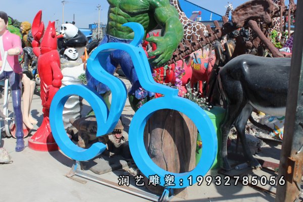 不锈钢骑车雕塑  (3)