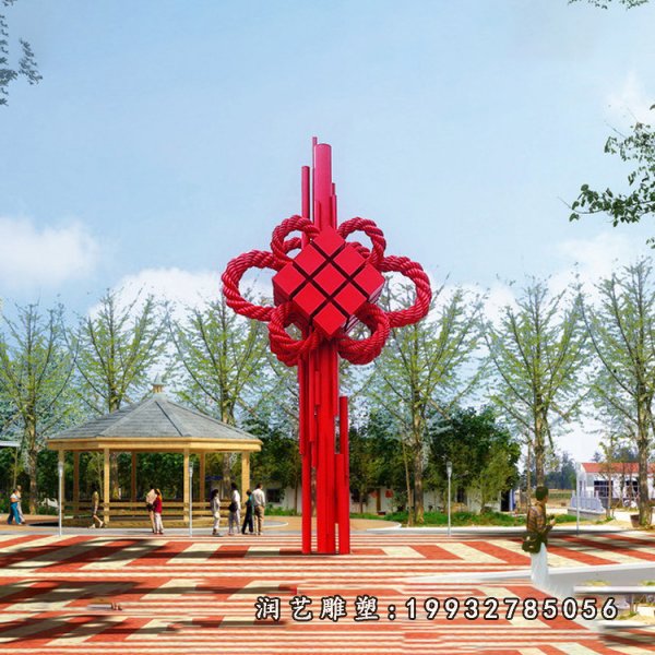 不锈钢中国结雕塑  (3)