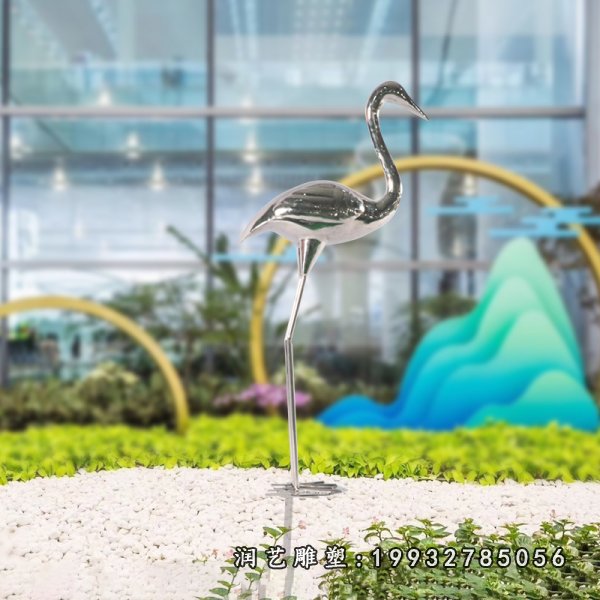 不锈钢仙鹤雕塑  (7)
