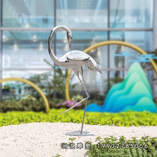 不锈钢仙鹤雕塑  (9)