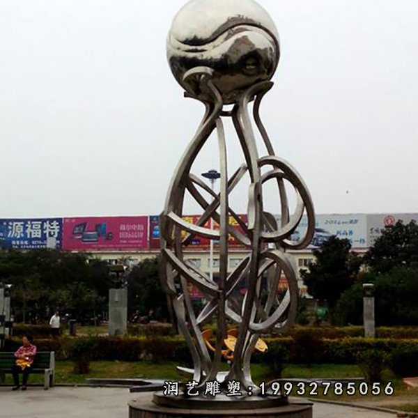 不锈钢花瓶雕塑  (1)