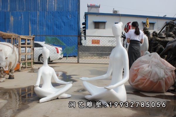 玻璃钢抽象练瑜伽人物雕塑 (2)