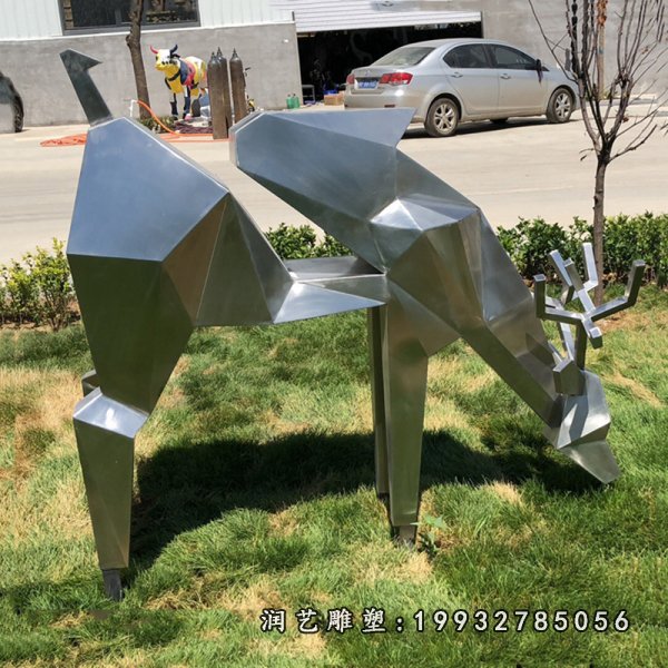 不锈钢鹿动物雕塑 (38)