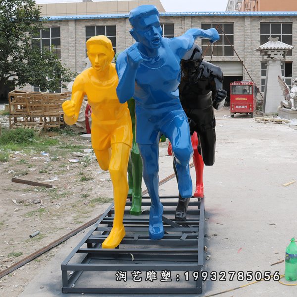玻璃钢抽象跑步人物雕塑 (4)