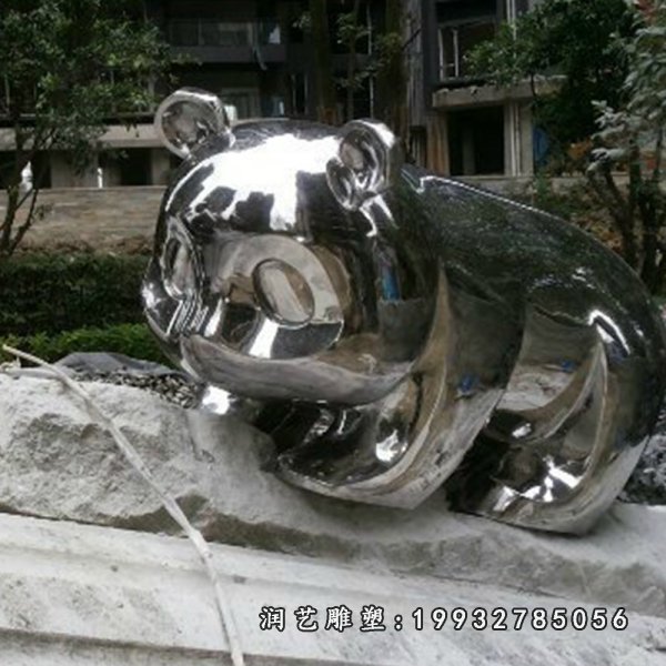 不锈钢熊猫雕塑  (7)