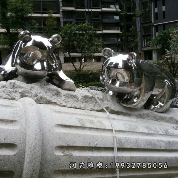 不锈钢熊猫雕塑  (6)