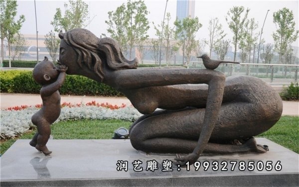 母子铜雕 (32)