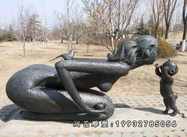 母子铜雕 (31)