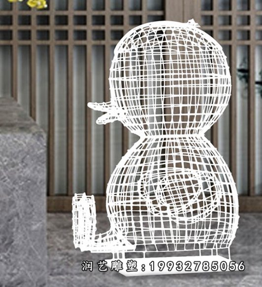 不锈钢镂空鸭子雕塑 (1)
